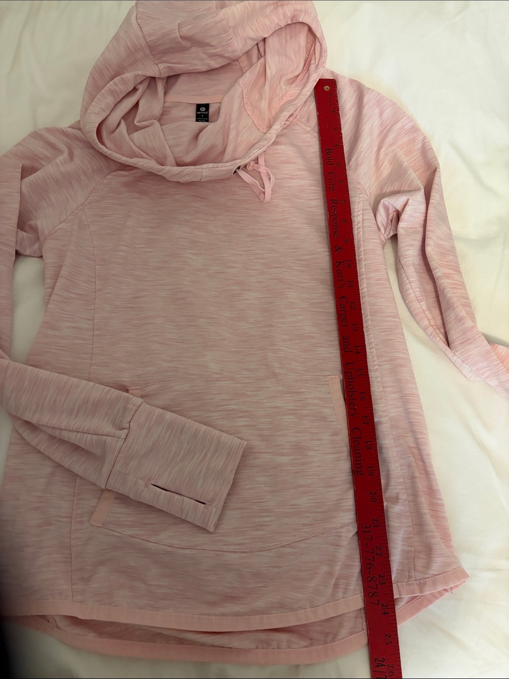 90 Degree By Reflex Light Pink Heathered Hooded Pullover - Picture 3 of 3
